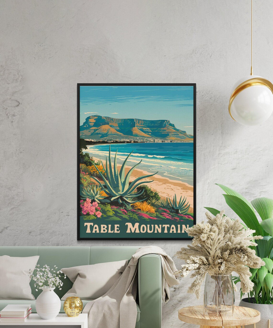 Table Mountain South Africa Vintage Travel Poster Cape Town Coastline - Image 3