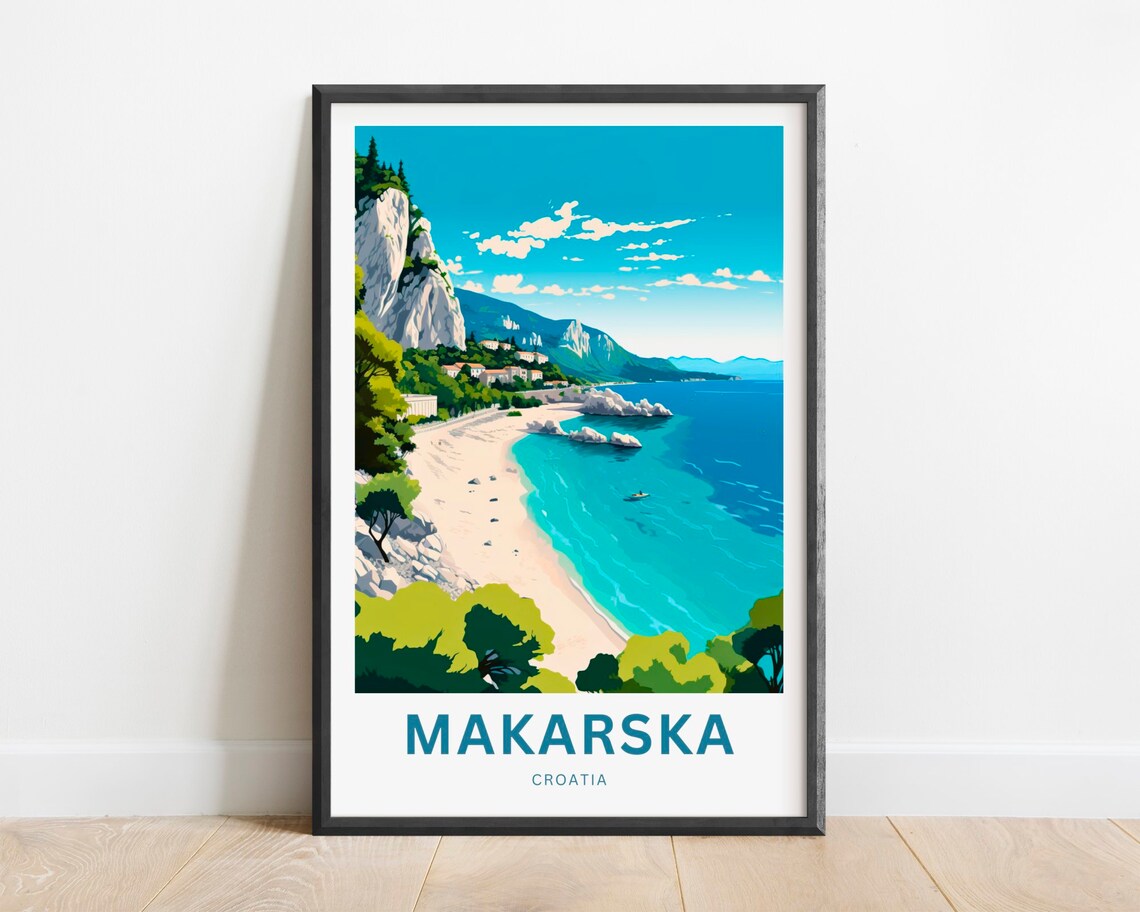 Makarska Croatia Adriatic Cliff Beach Turquoise Sea View Poster