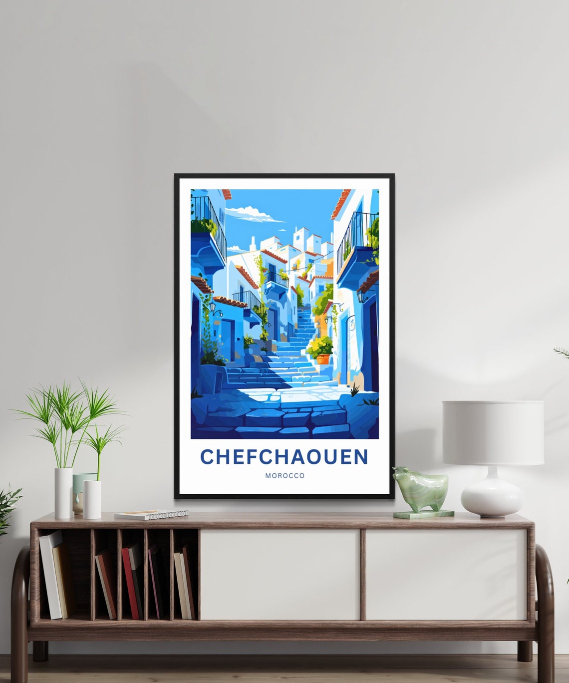 Personalized Chefchaouen Morocco Blue Street Travel Poster Gift Art - Image 2