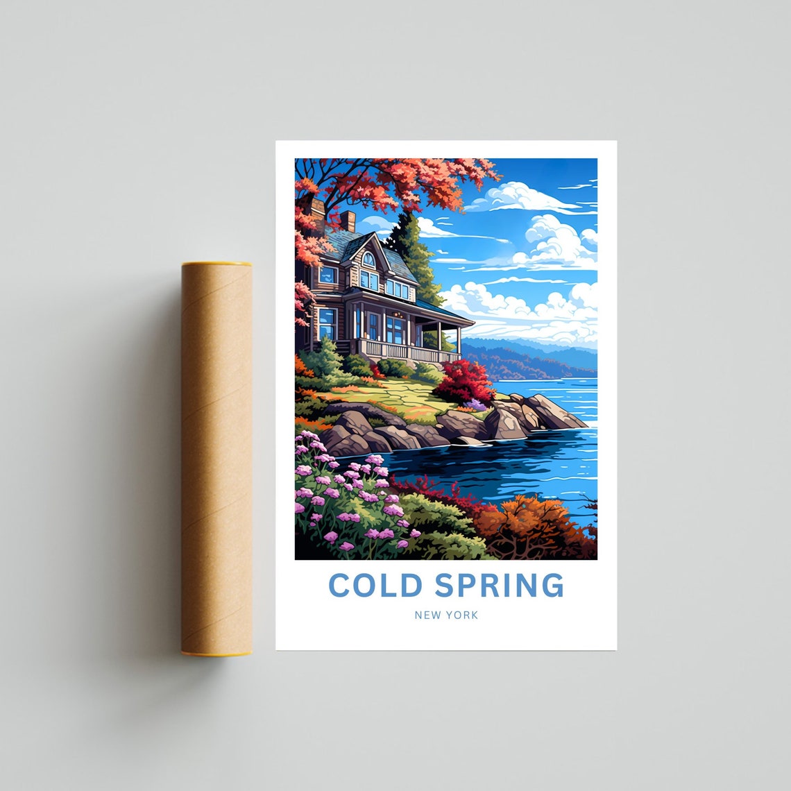 Cold Spring New York Lakeside House Spring Flower Garden Poster - Image 4