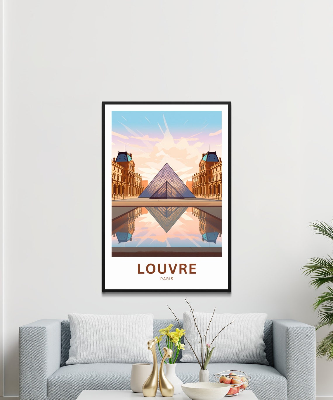 Louvre Paris Sunset Pyramid Reflection Courtyard Travel Poster - Image 3