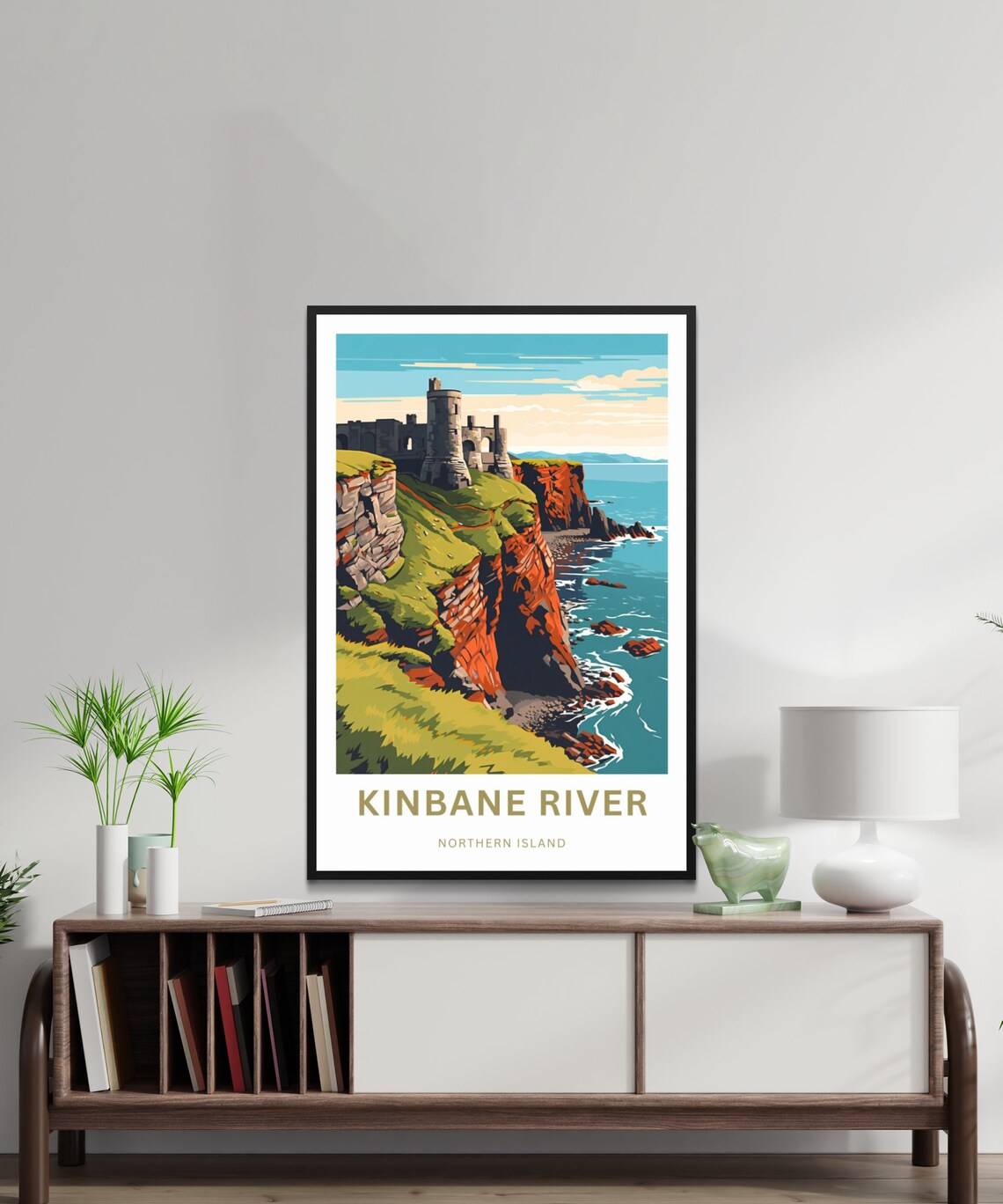 Kinbane River Northern Island Castle Red Cliffs Sunset Travel Poster - Image 2