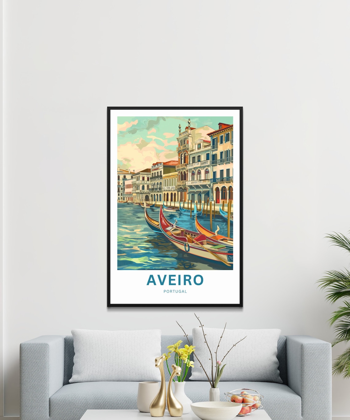 Aveiro Portugal Gondola Sunset Waterfront Buildings Travel Poster - Image 3