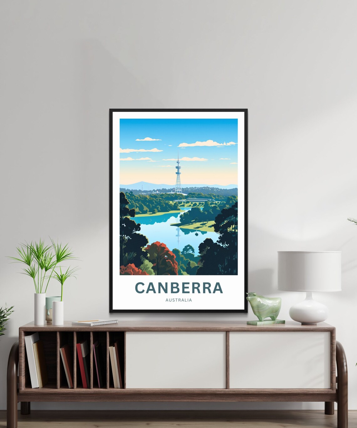 Canberra Australia Lake Tower View Personalized Travel Poster - Image 2