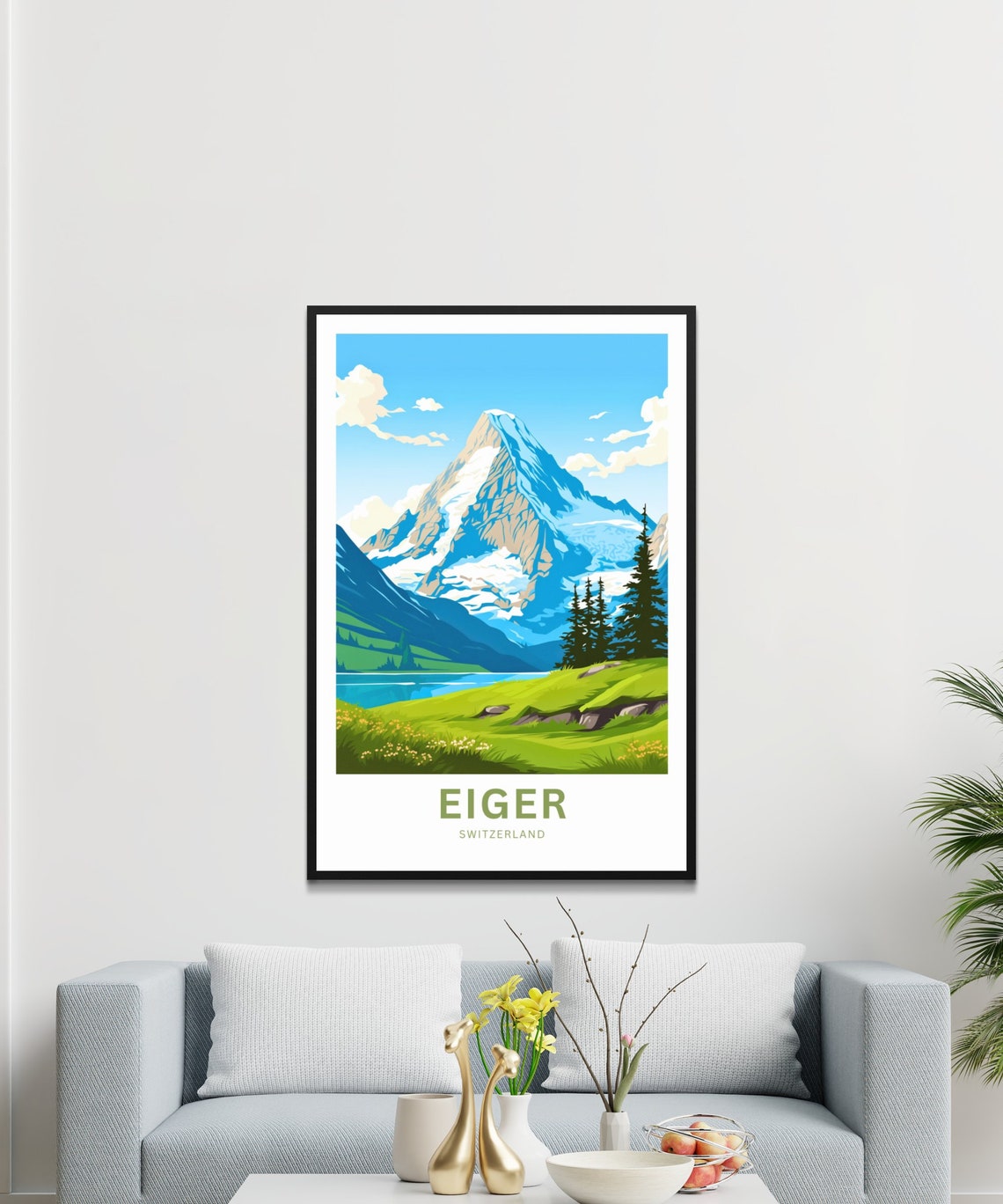 Personalized Eiger Switzerland Summer Alpine Lake Travel Poster - Image 3