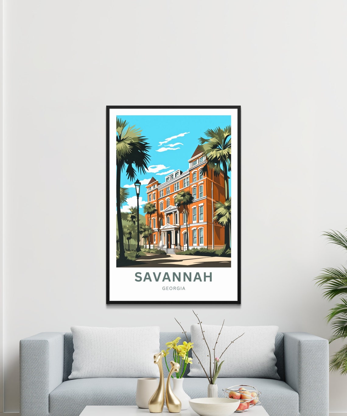 Savannah Georgia Historic Brick Architecture Palms Travel Poster - Image 4