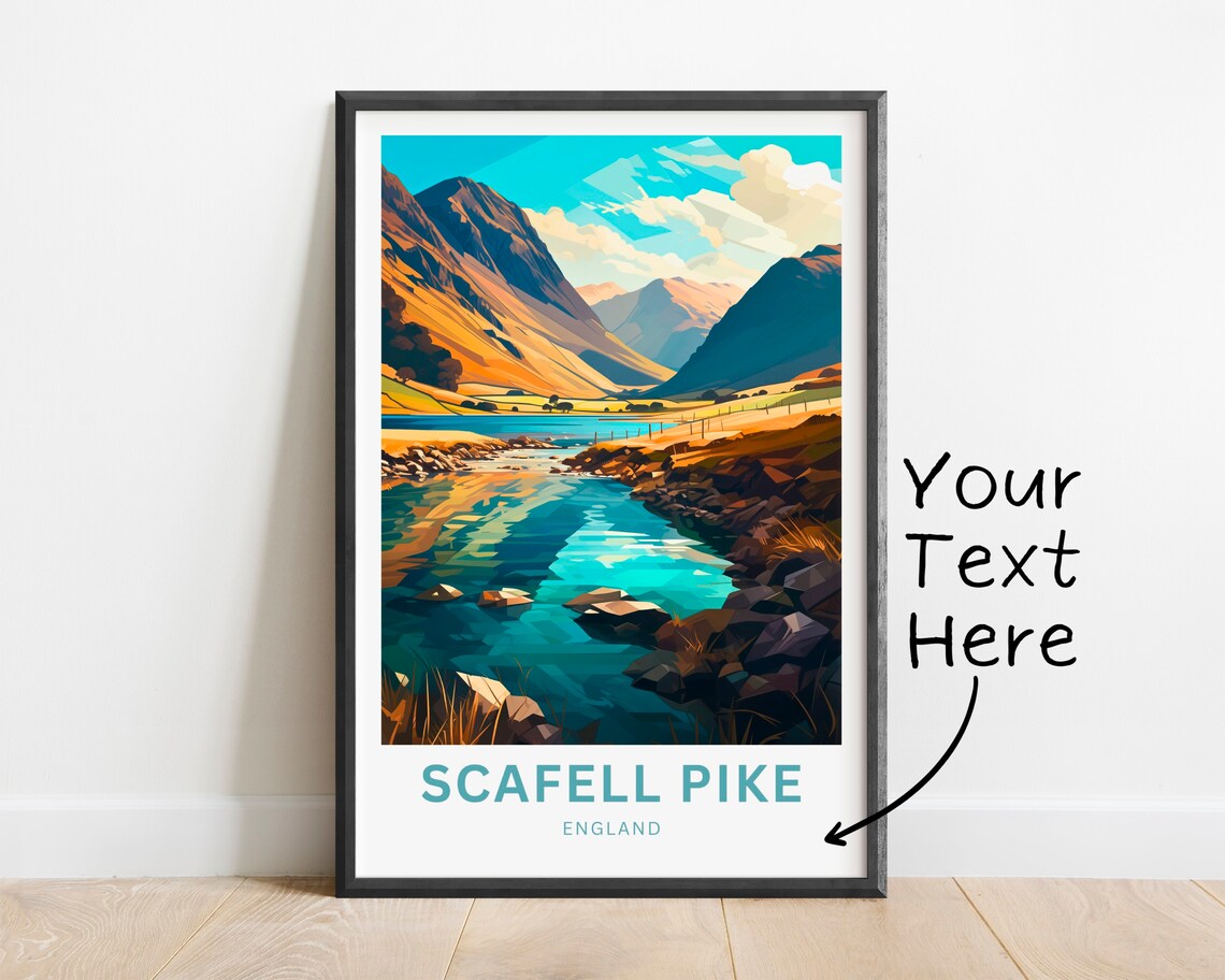 Scafell Pike England Turquoise Valley Lake Vintage Travel Poster Art - Image 2