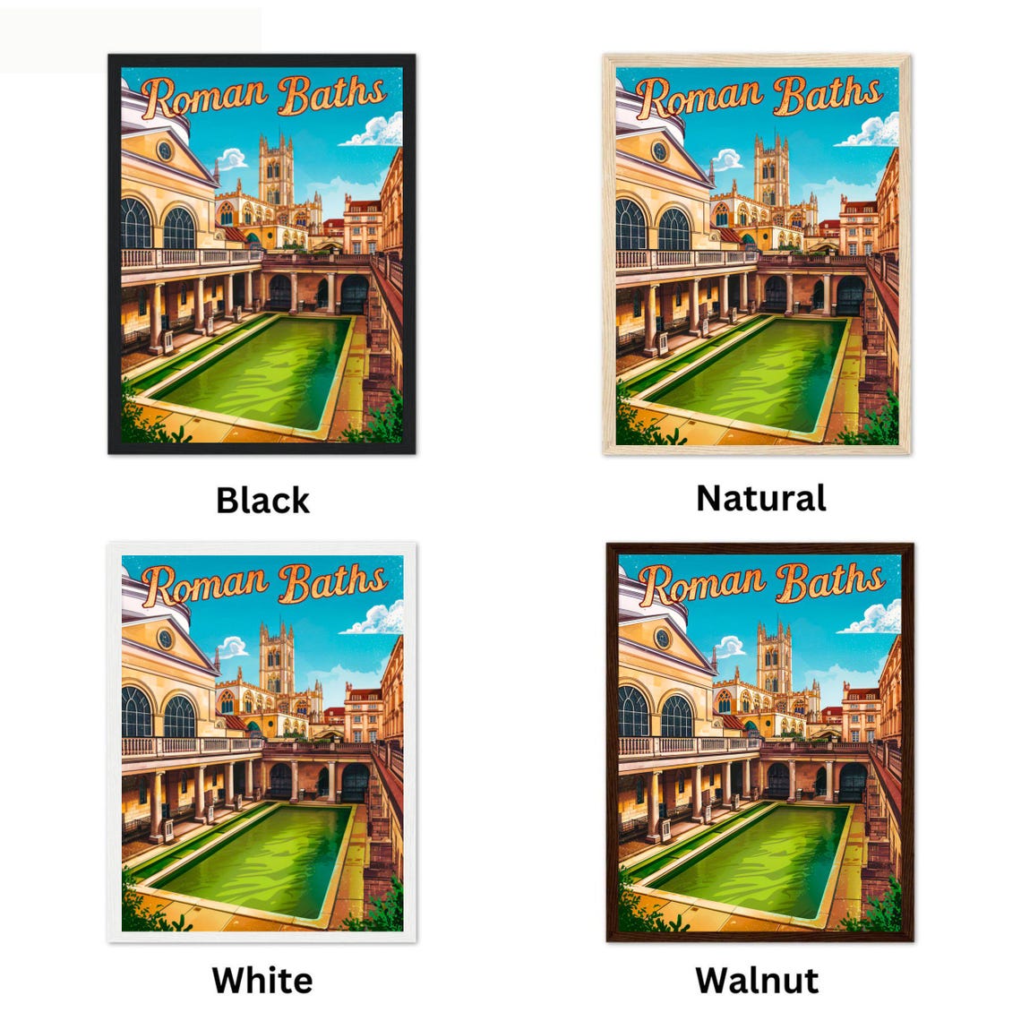 Roman Baths England Great Bath Vintage Retro Style Travel Poster - Image 4
