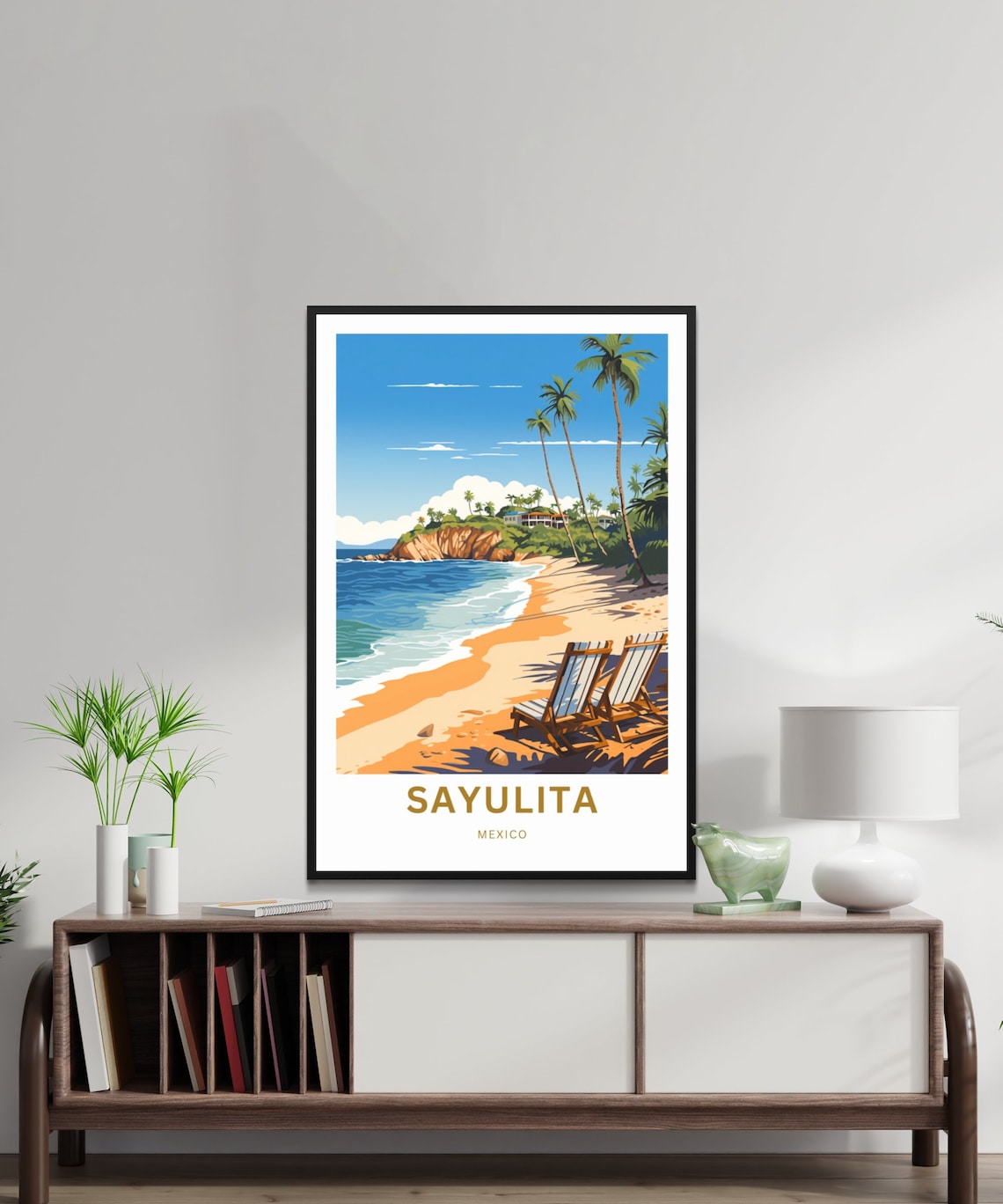 Sayulita Mexico Daytime Beach Cliff Villa Lounge Chairs Poster - Image 2