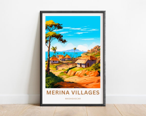 Merina Villages Travel Print Merina Villages Madagascar Poster Africa Wall Art Framed Present Gift Madagascar Present