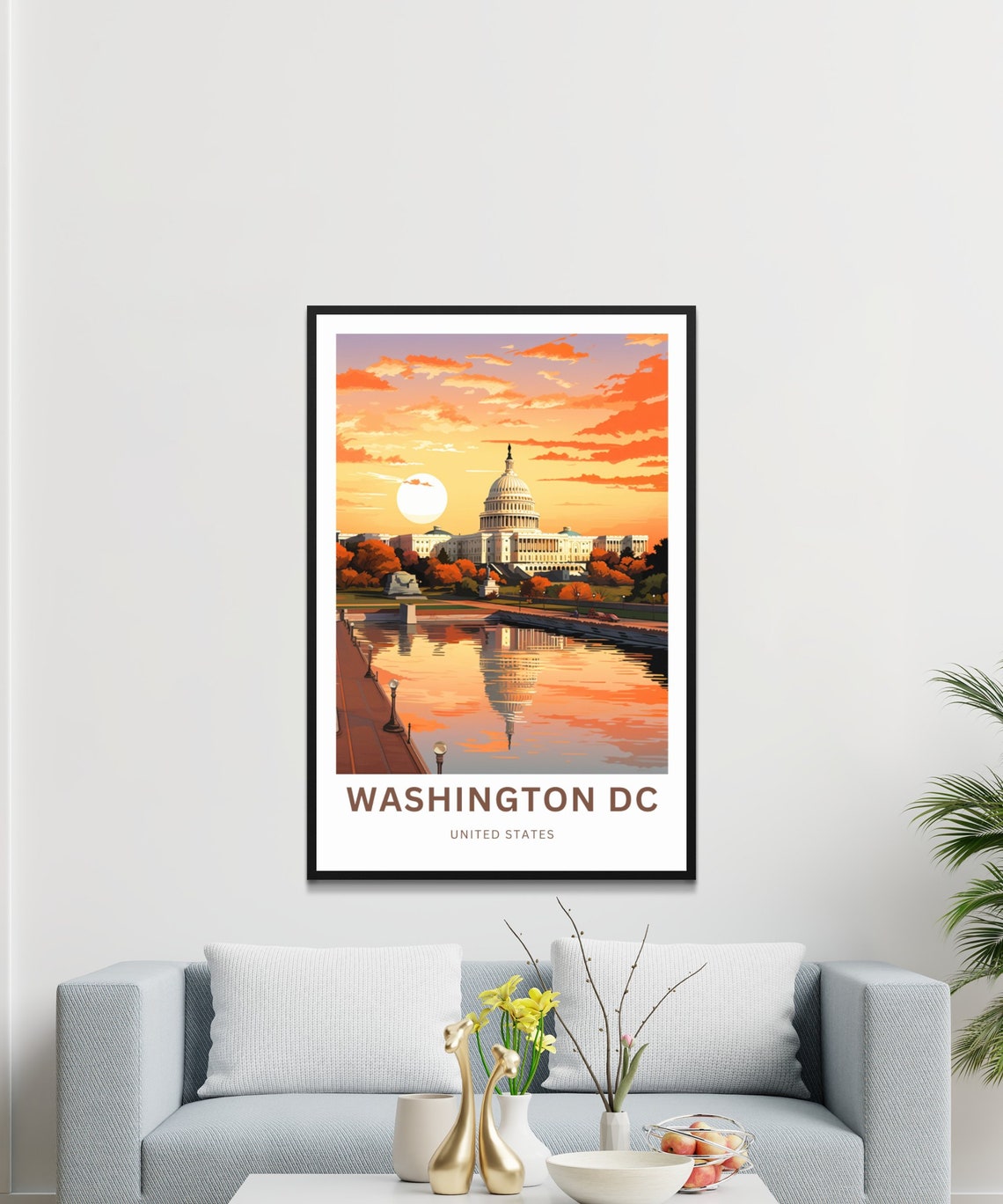 Washington DC US Capitol Sunset Reflection Personalized Poster - Image 3