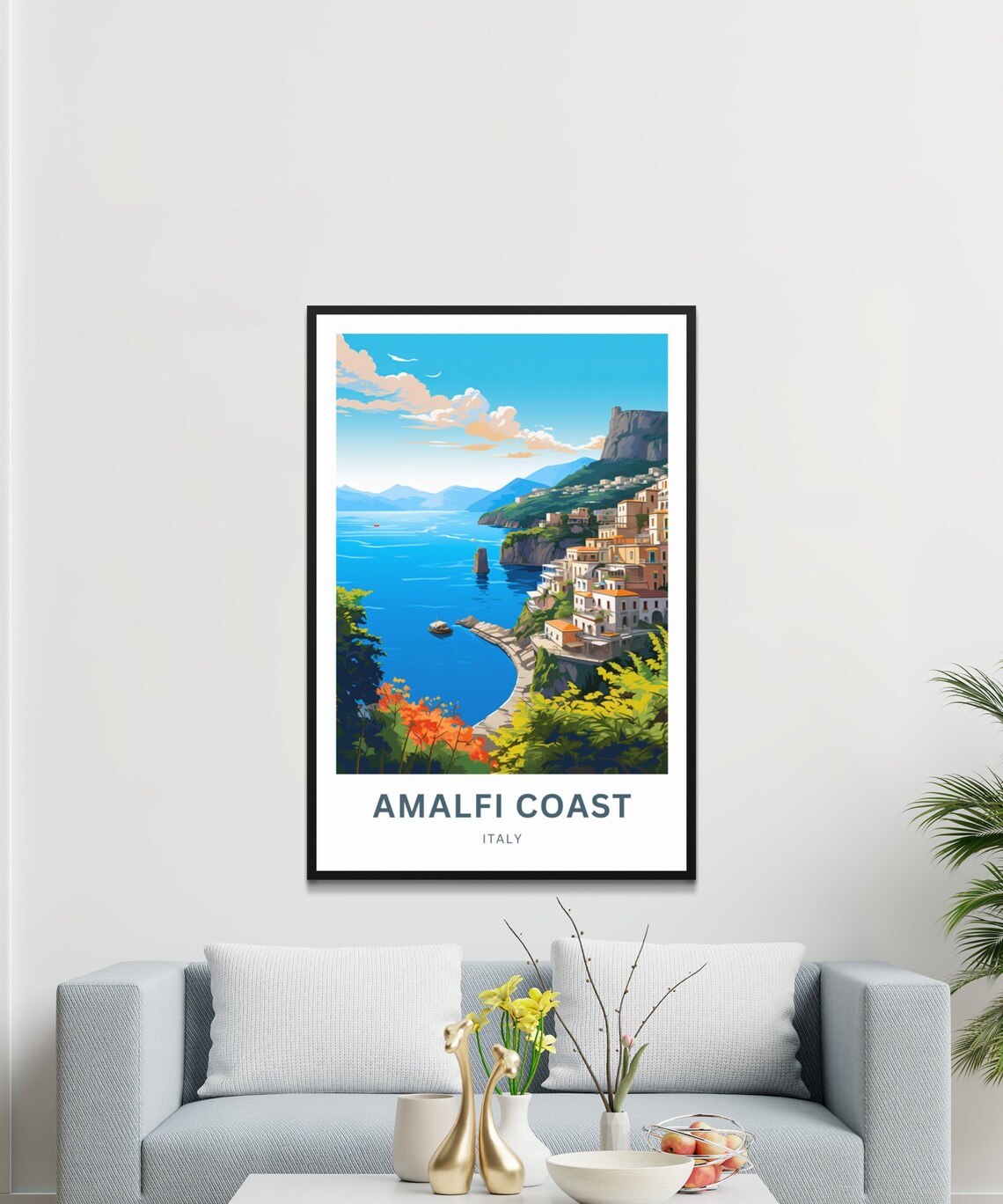 Amalfi Coast Italy Cliffside Village Personalized Travel Poster - Image 3