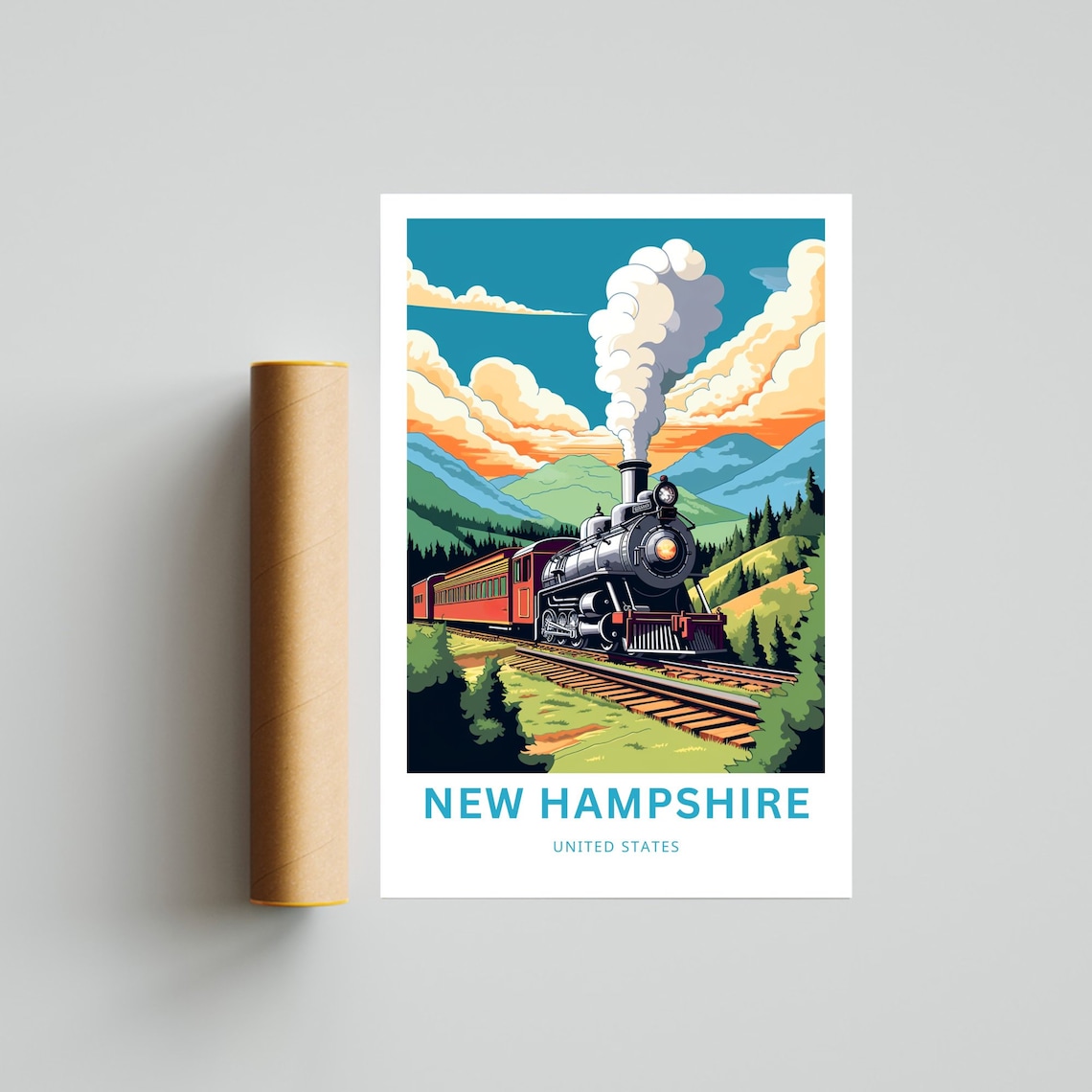 New Hampshire Steam Locomotive Mountain Railway United States Poster - Image 4