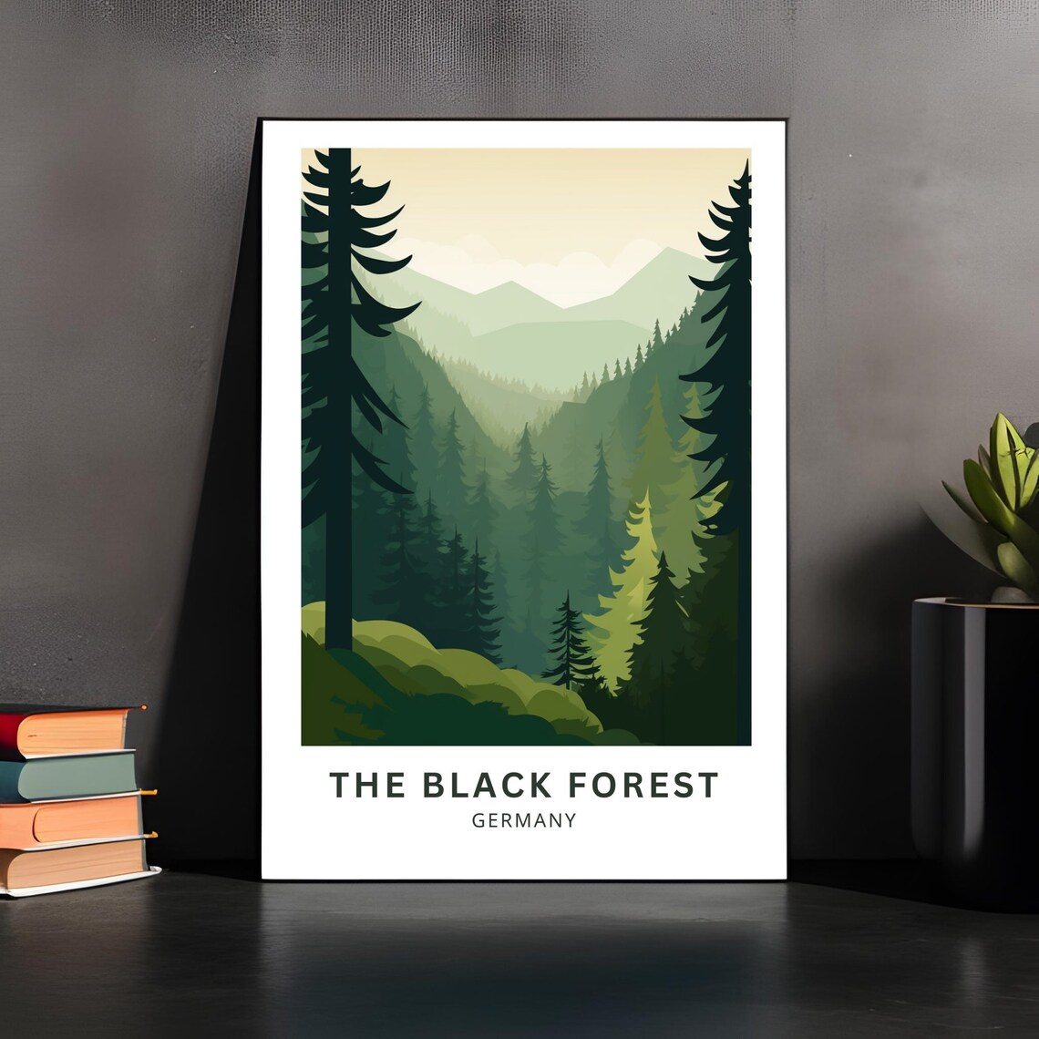 The Black Forest Germany Travel Poster Misty Evergreen Mountains Art - Image 5