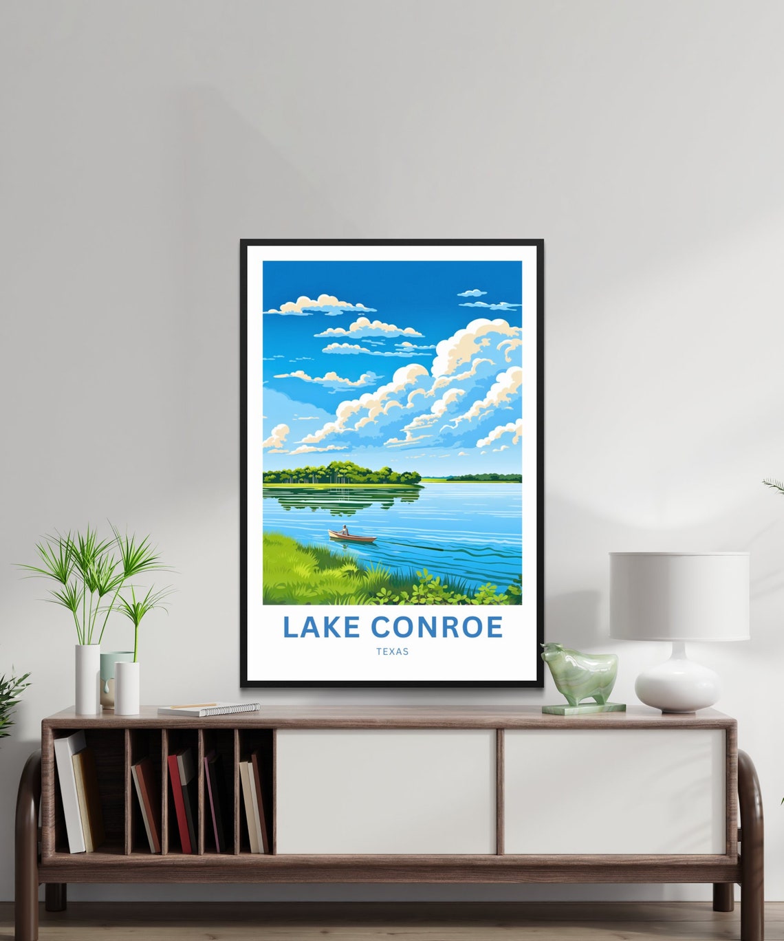 Lake Conroe Texas Personalized Rowing Boat Lake Travel Poster - Image 2
