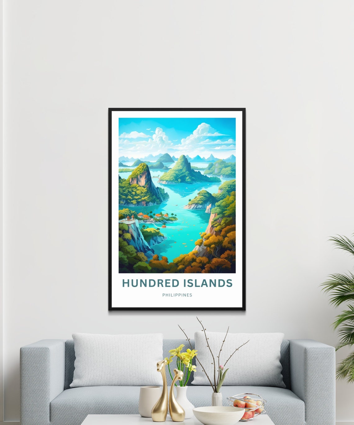 Hundred Islands Philippines Karst Cliffs Turquoise Sea Travel Poster - Image 3