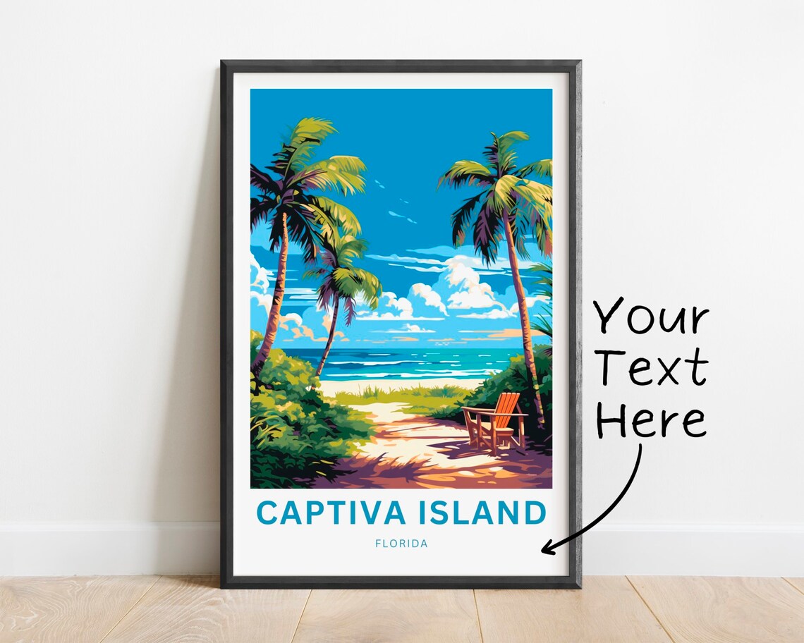 Captiva Island Florida Beach Trail Chair Ocean Travel Poster