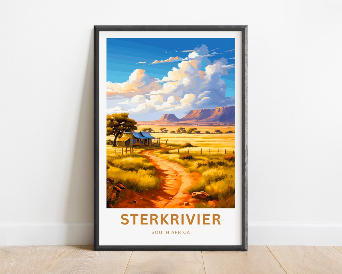 Sterkrivier South Africa Golden Farmland Scenic Travel Poster