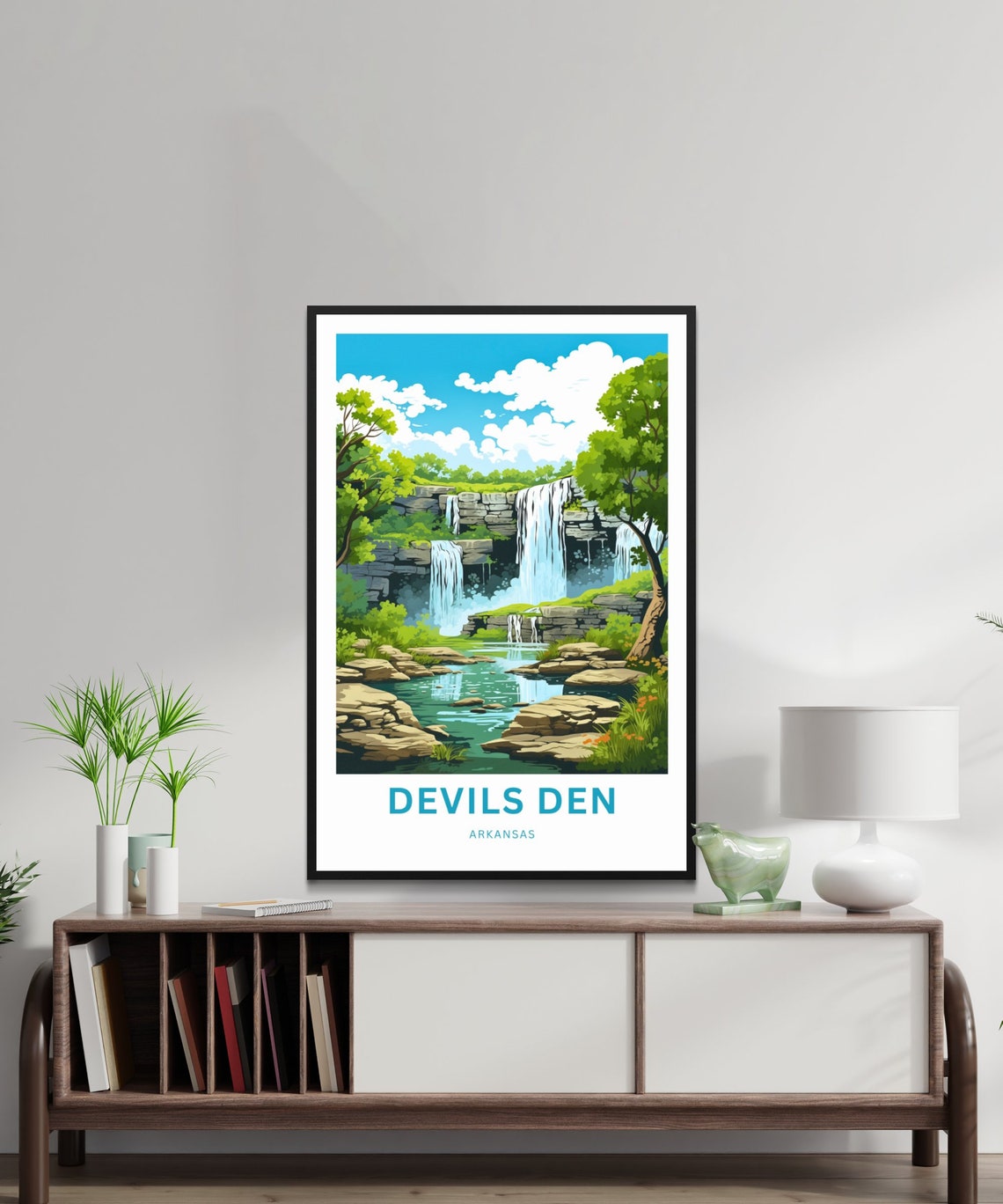 Devils Den Arkansas Triple Falls Summer Forest Travel Poster - Image 2