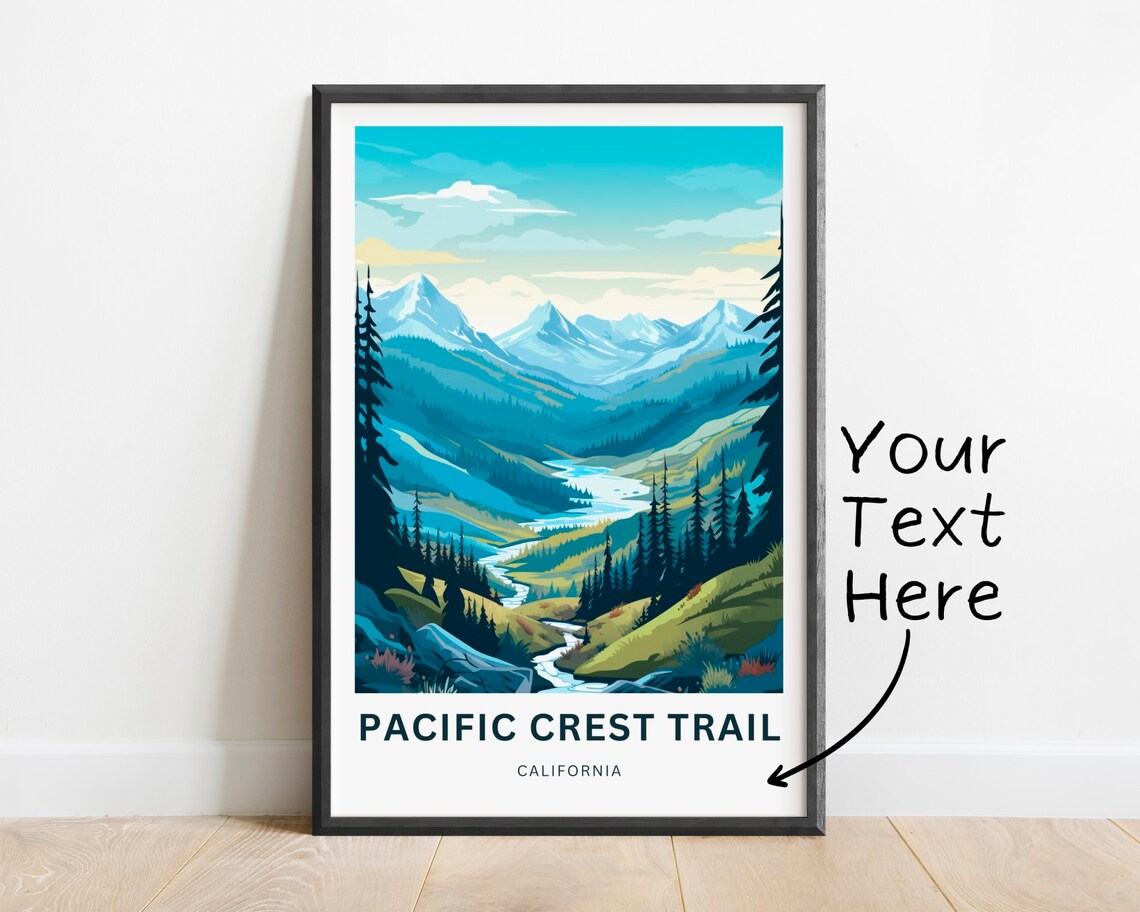 Pacific Crest Trail California Mountain Valley Personalized Travel Poster