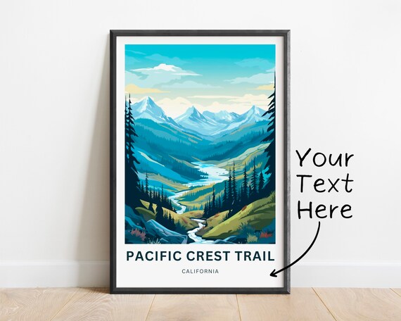 Pacific Crest Trail California Mountain Valley Personalized Travel Poster