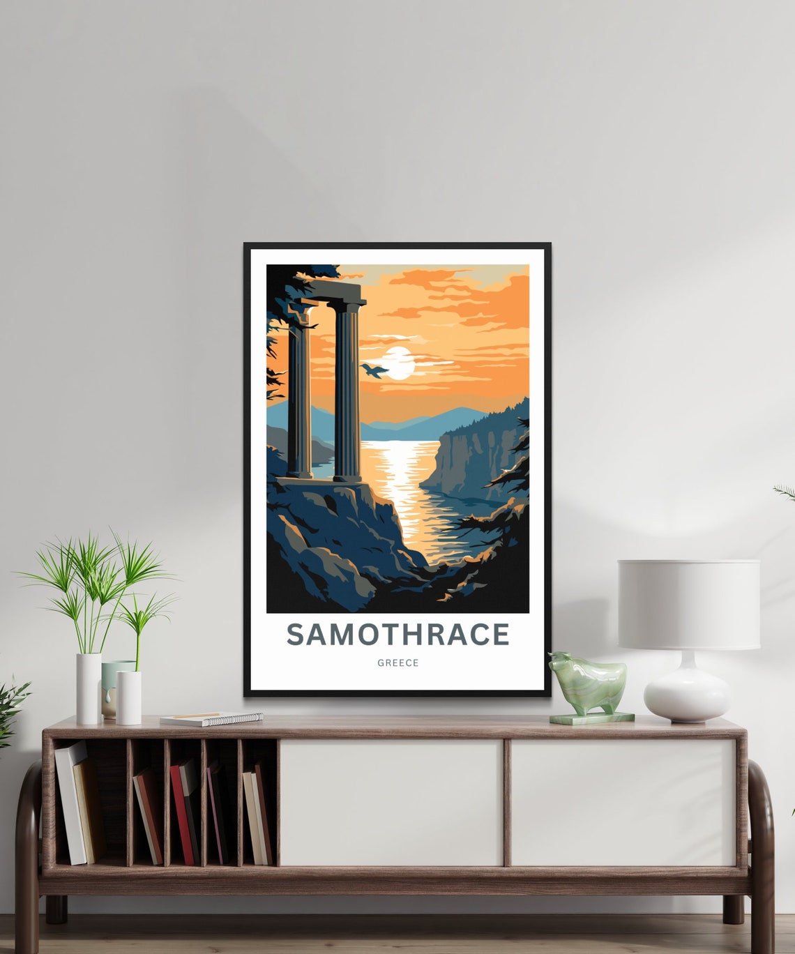 Samothrace Greece Personalized Ancient Columns Sunset Sea Poster - Image 2