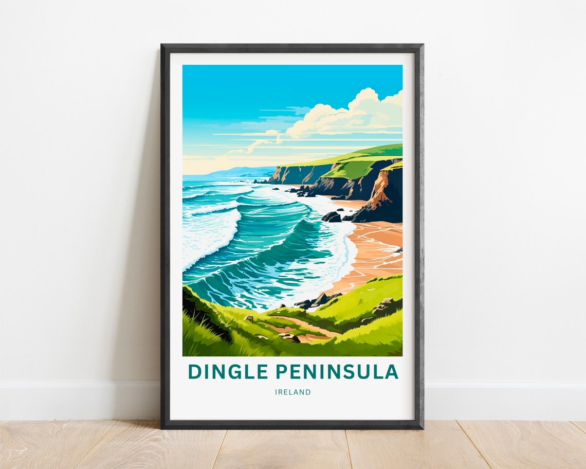 Dingle Peninsula Ireland Turquoise Surf Beach Waves Travel Poster