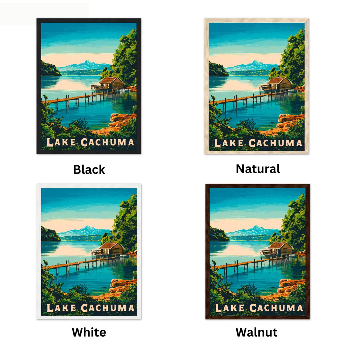 Lake Cachuma California Wooden Dock Boathouse Vintage Travel Poster - Image 4
