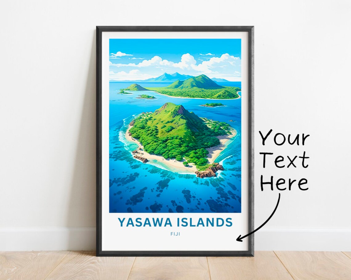 Yasawa Islands Personalized Fiji Tropical Aerial Island Art Poster