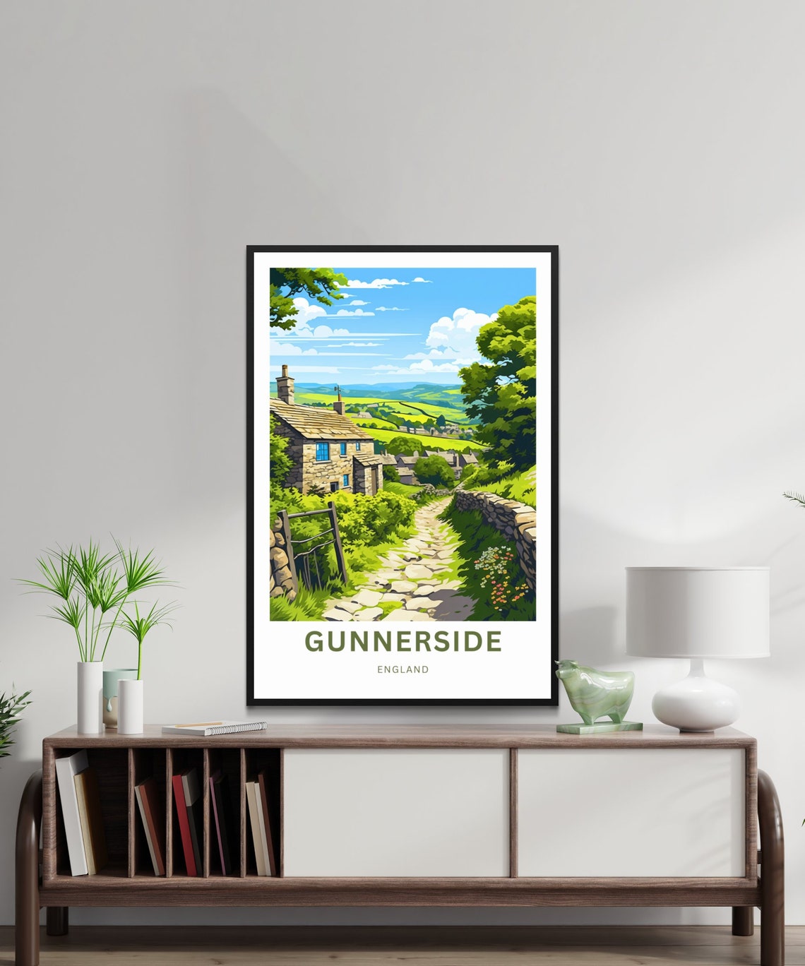 Gunnerside England Stone Cottage Cobbled Lane Village Travel Poster - Image 4