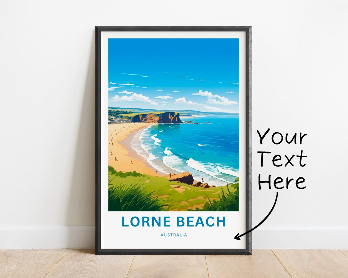Personalized Lorne Beach Australia Custom Bay Surf Travel Poster