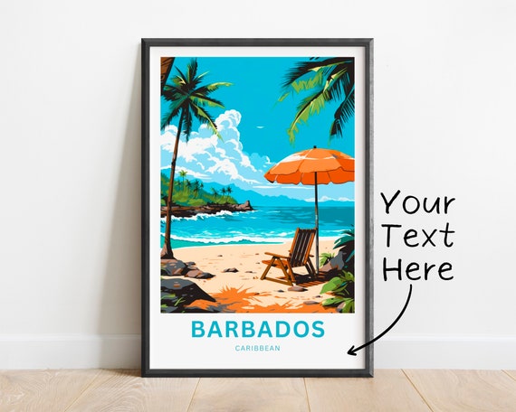 Personalized Barbados Travel Print Barbados Poster Caribbean Wall Art Framed Present Gift Caribbean Present