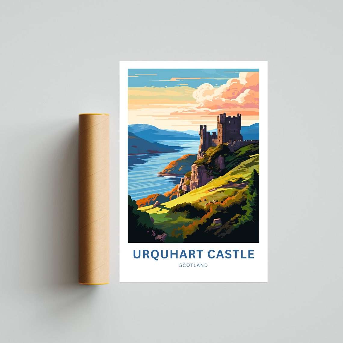 Personalized Urquhart Castle Scotland Custom Text Travel Poster - Image 2