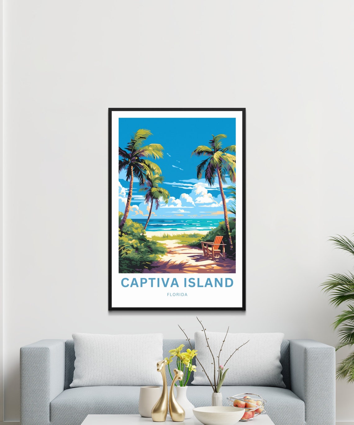 Captiva Island Florida Beach Trail Chair Ocean Travel Poster - Image 3