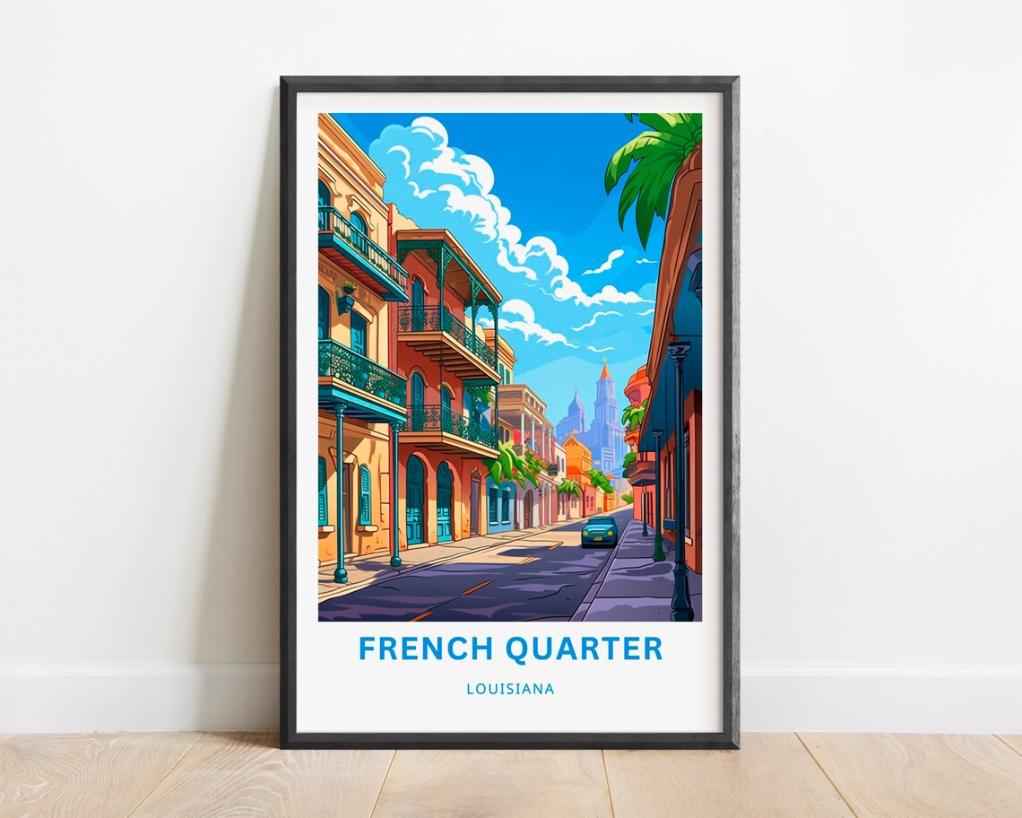 French Quarter Louisiana Travel Poster New Orleans Street Art