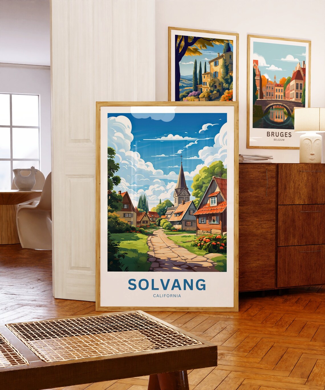 Solvang California Charming Village Church Street Travel Poster - Image 5