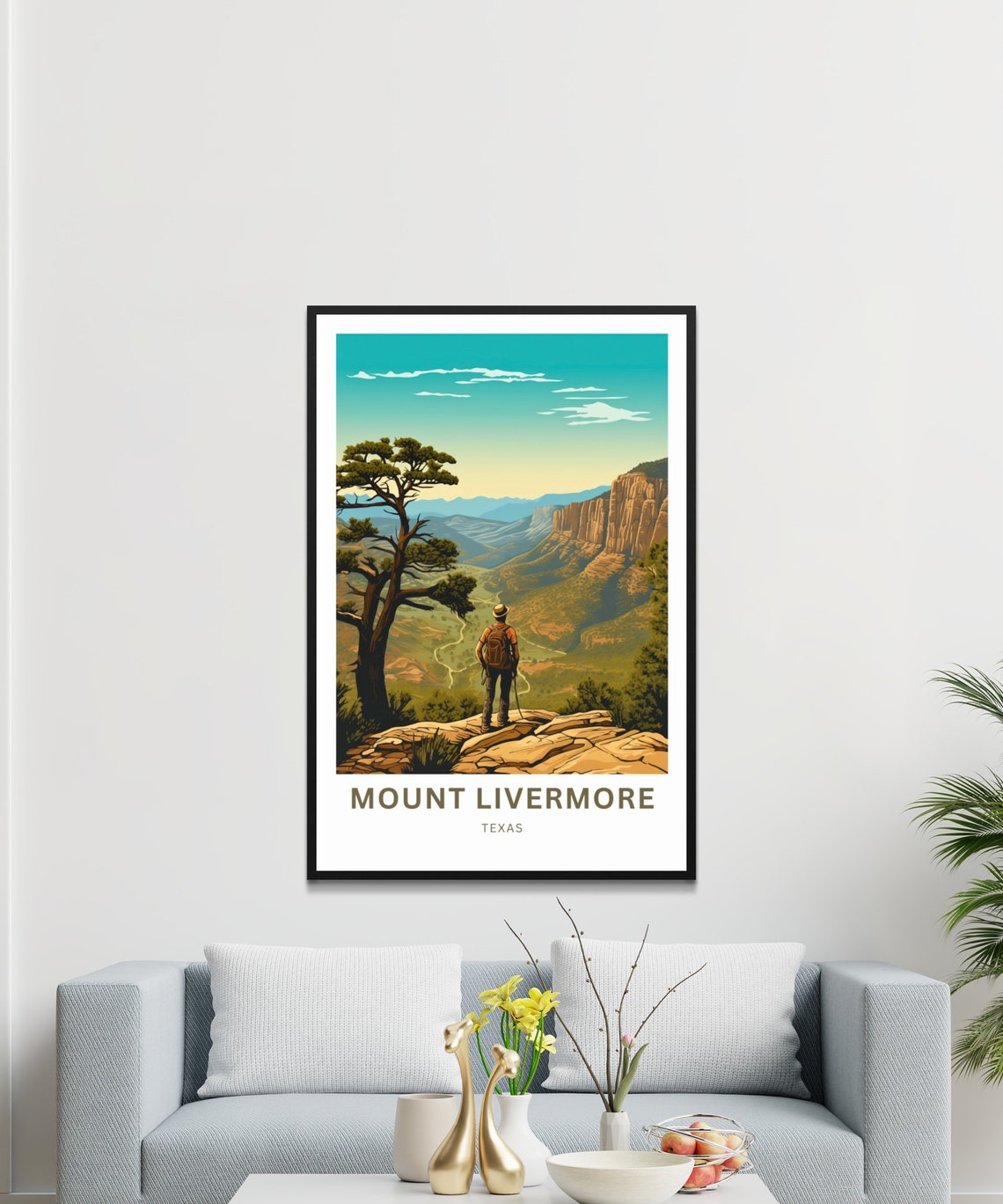Mount Livermore Texas Hiker Canyon Overlook Personalized Poster - Image 4