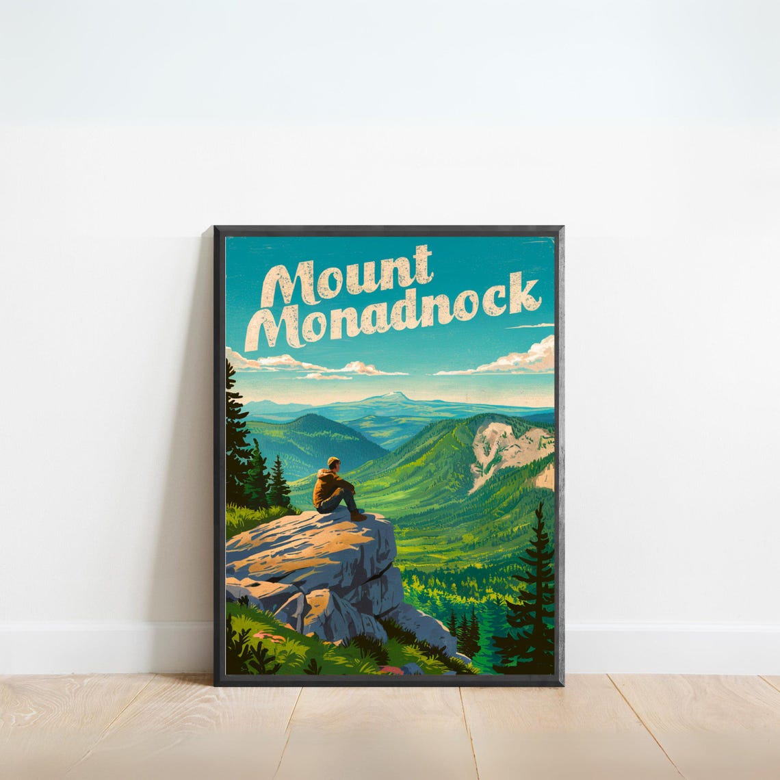 Mount Monadnock Hiker Summit View Mountain Travel Poster Art