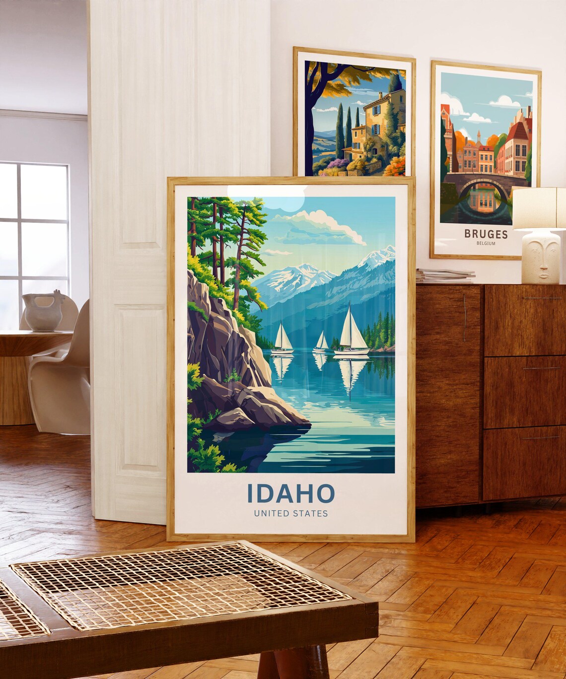 Personalized Idaho United States Lake Print Sailboats Custom Name Art - Image 5
