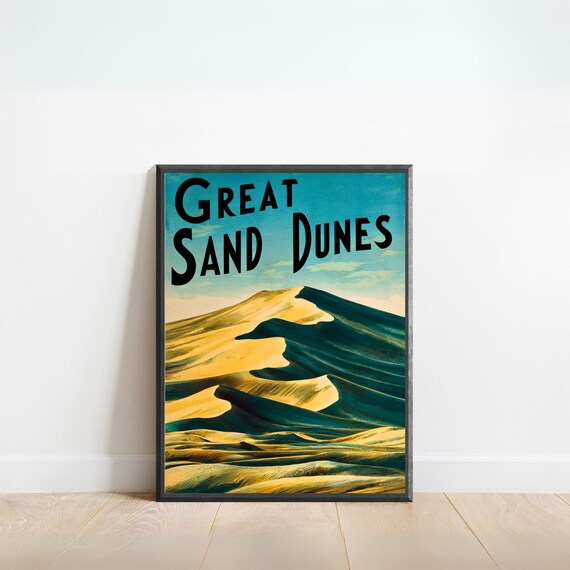 Great Sand Dunes Colorado Retro Dunes Bold Lettering Vintage Poster