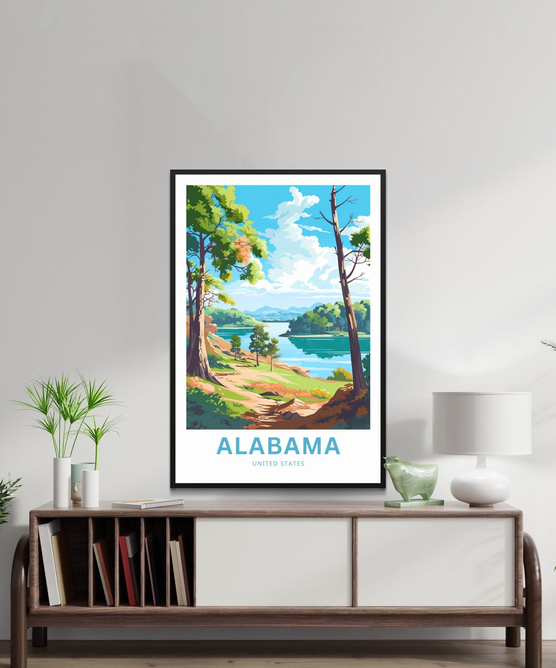 Alabama Personalized Travel Poster River Trees Custom Text Gift - Image 2