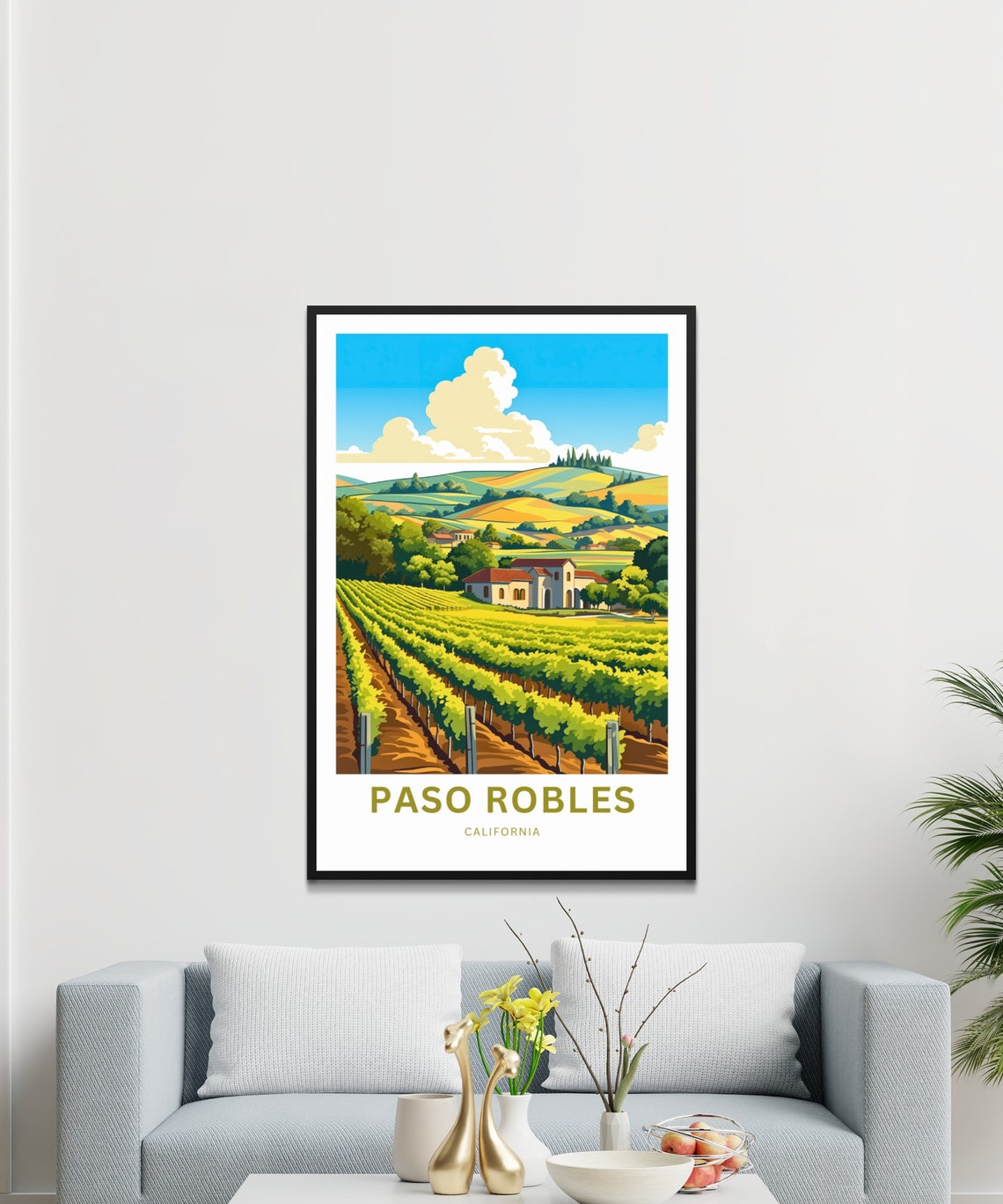 Paso Robles California Winery Rows Customizable Vineyard Travel Poster - Image 3