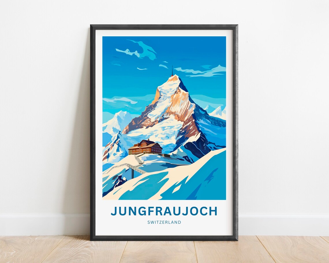 Jungfraujoch Travel Poster, Europe Wall Art