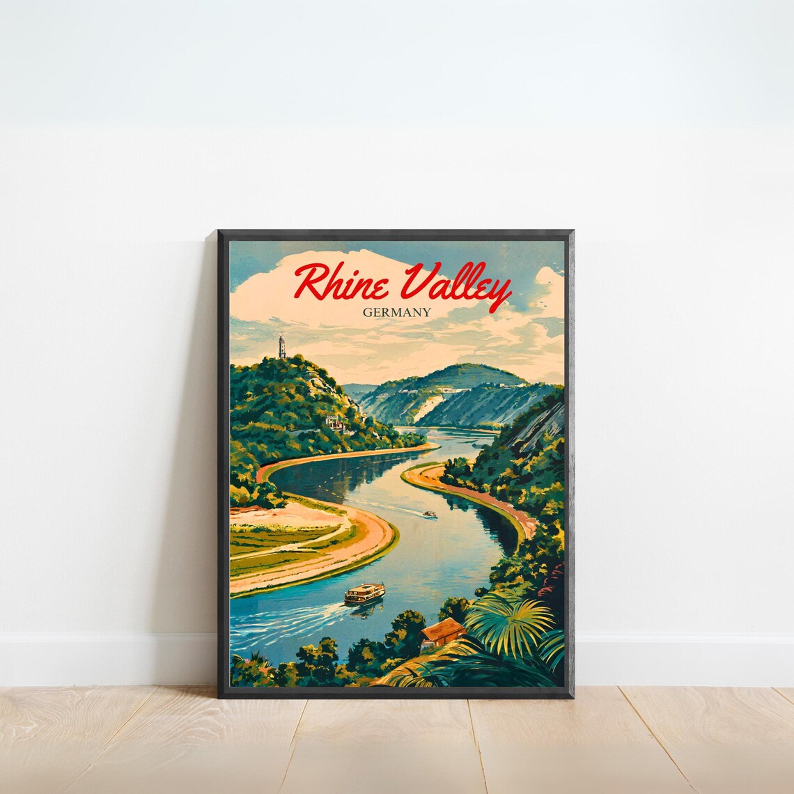 Rhine Valley Vintage Travel Poster, Germany Travel Poster