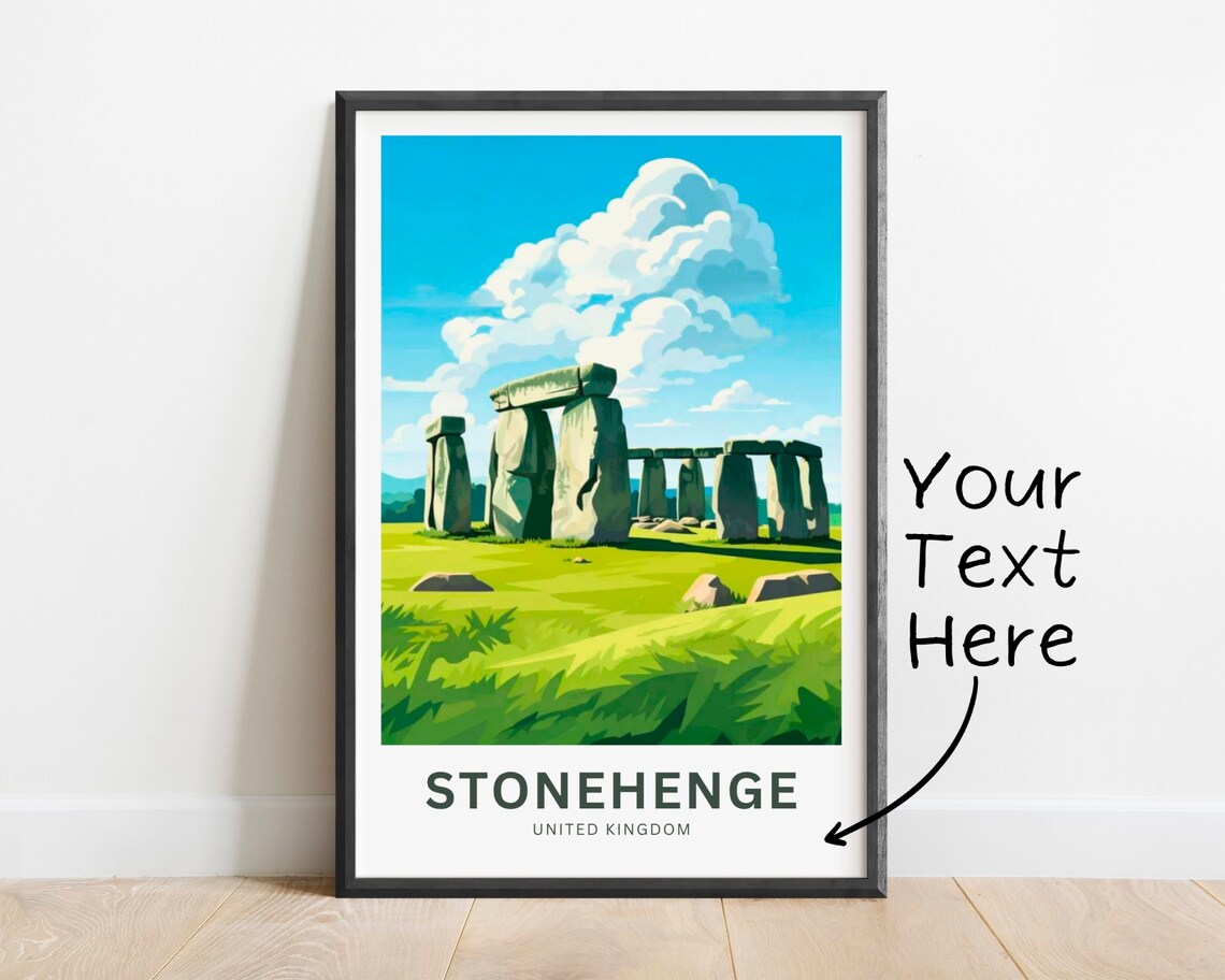 Stonehenge United Kingdom Ancient Stones Custom Text Travel Poster