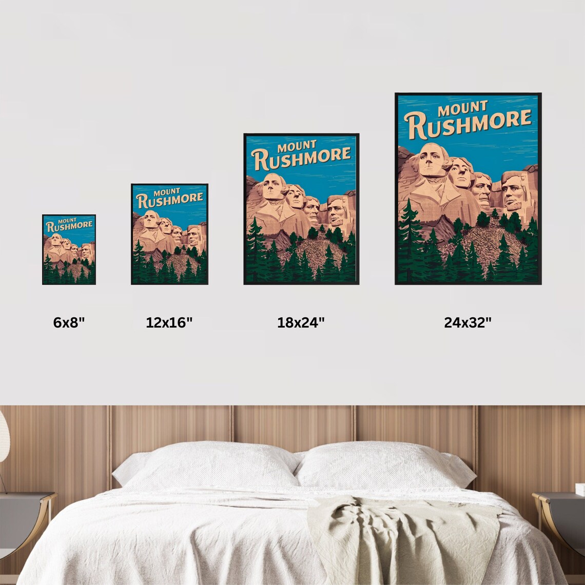 Mount Rushmore South Dakota Vintage National Monument Travel Poster - Image 3