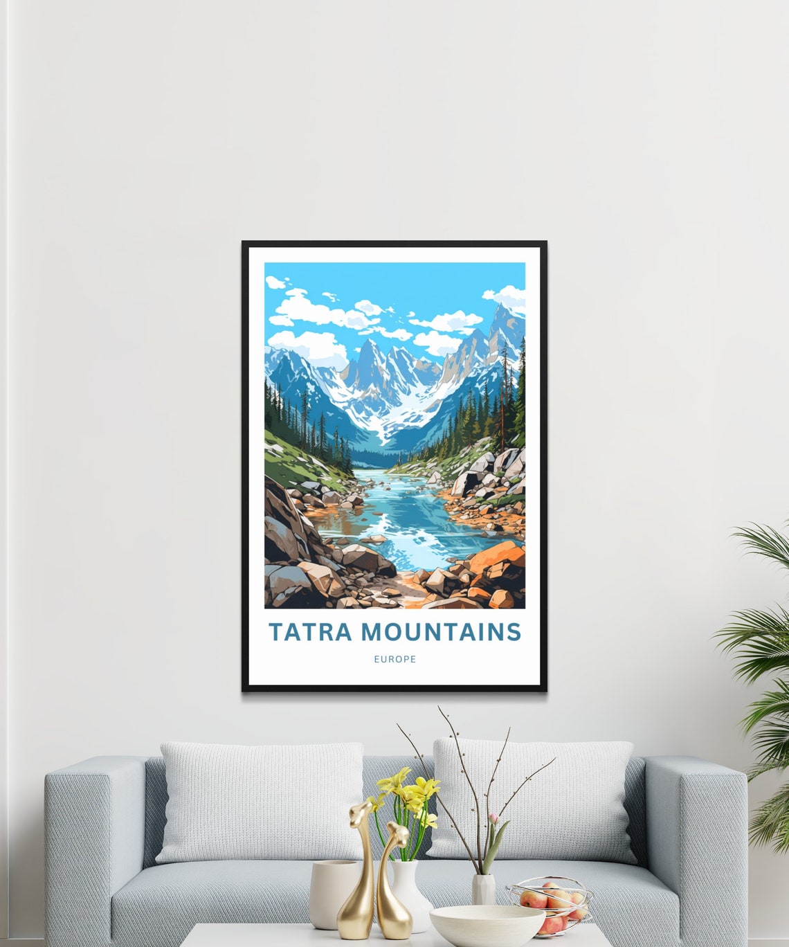 Tatra Mountains Europe Custom Text Alpine Stream Valley Travel Poster - Image 3
