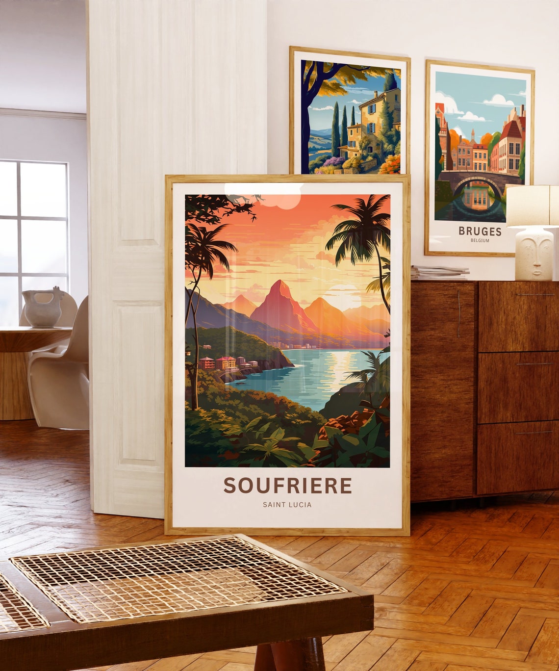 Personalized Soufrire Travel Print Soufriere Poster Saint Lucia Wall Art Framed Present Gift Caribbean Present Custom Text - Image 5