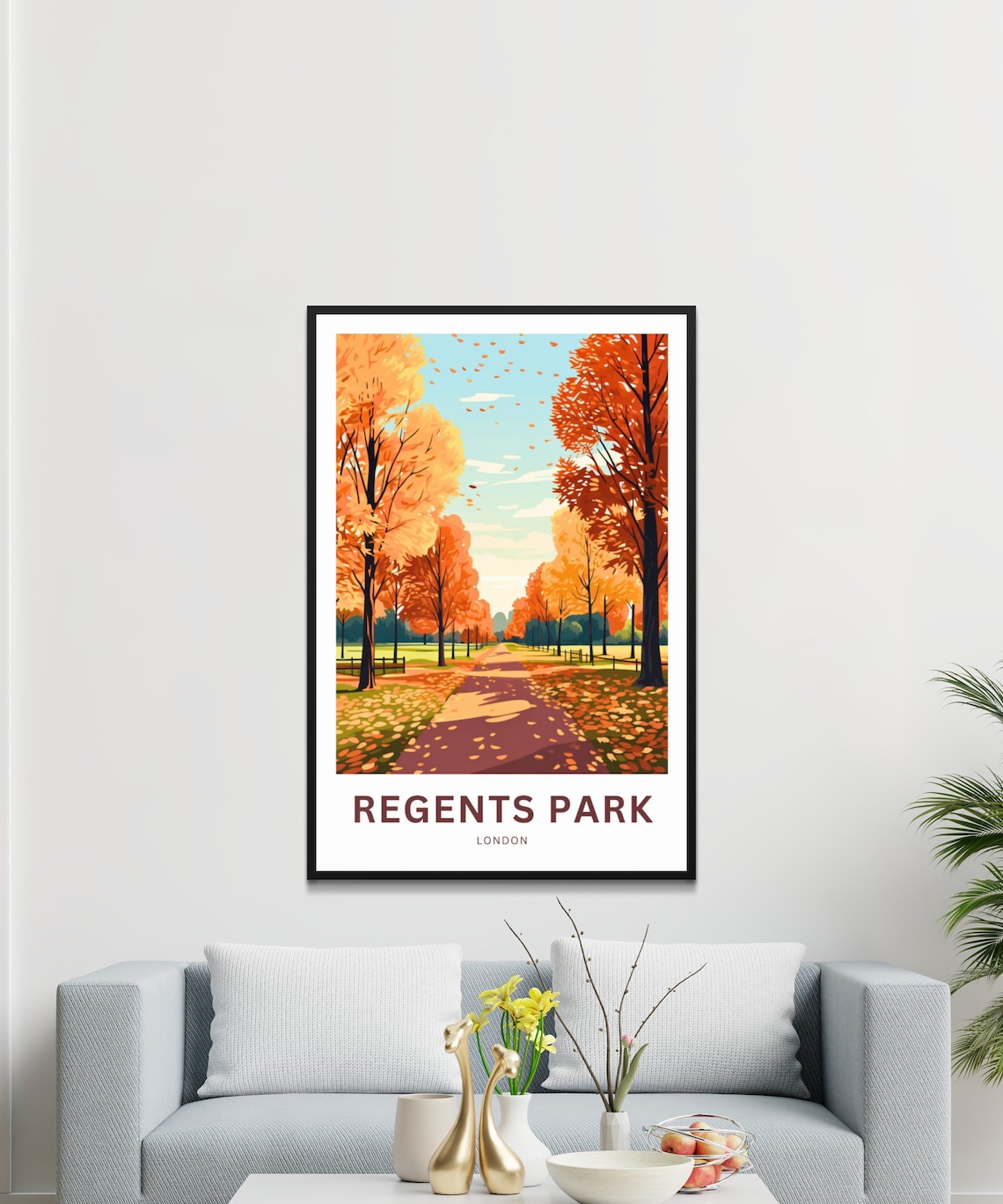 Regents Park London Garden Fountain Personalized Travel Poster - Image 3