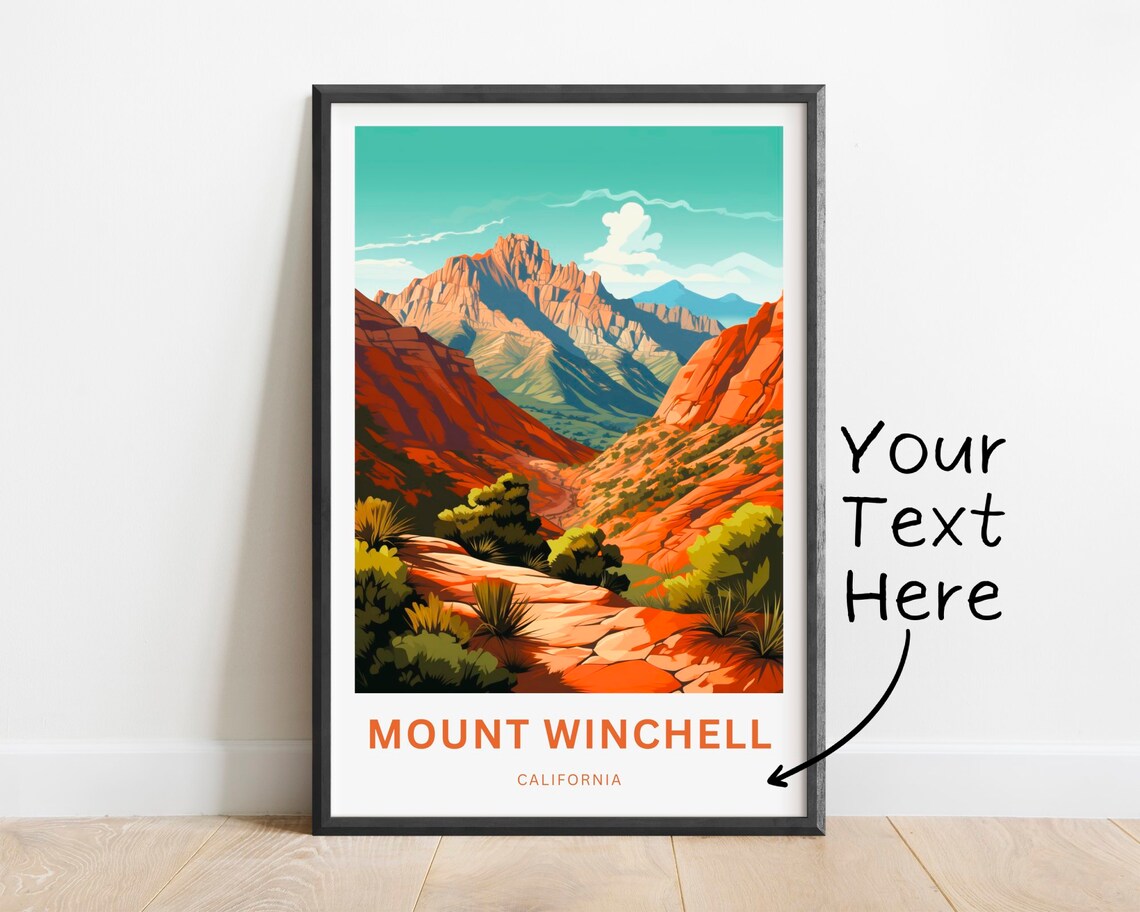 Personalized Mount Winchell California Red Rock Canyon Travel Poster